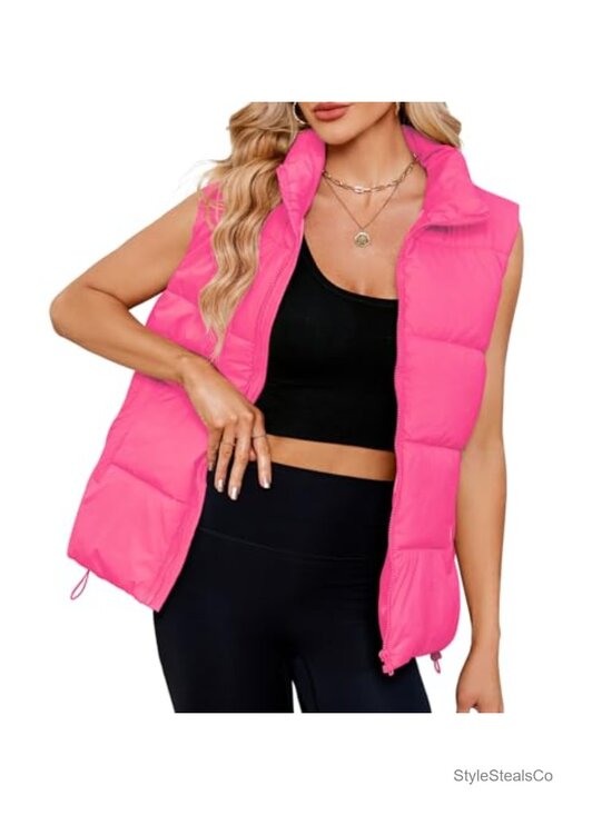 Jackets & Blazers - Puffer Vest for Women Oversized Quilted Sleeveless Puffy Outerwear with Pockets